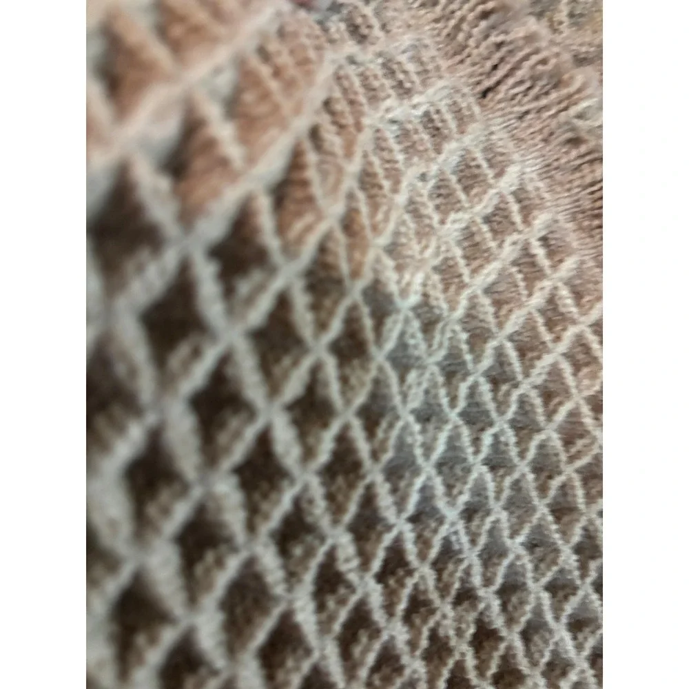 Upgraded Waffle Bath Mat Tan Fringed Non-Slip Honeycomb Texture 100% Polyester